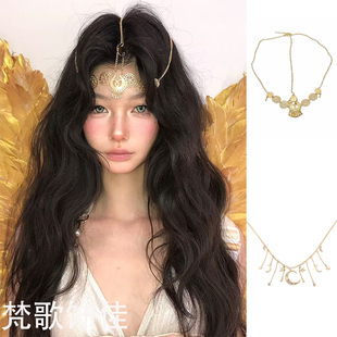 欧美复古金属额头链发饰女圣母巴洛克金色项链新娘头冠希腊头饰