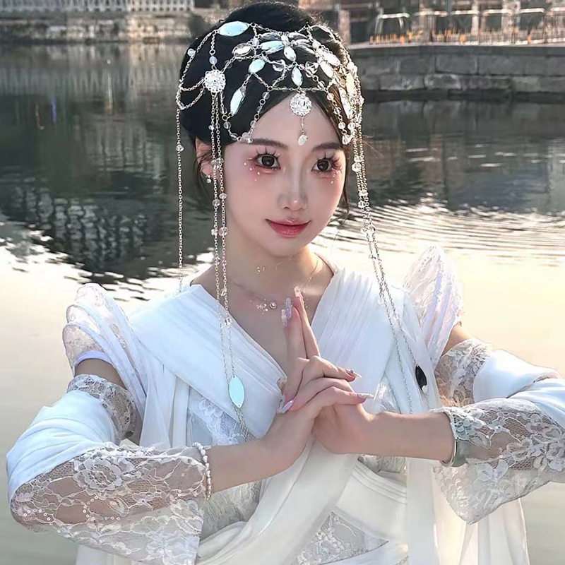 夕瑶同款流苏水晶头饰异域风