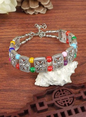 波西米亚复古做旧镂空花朵手链