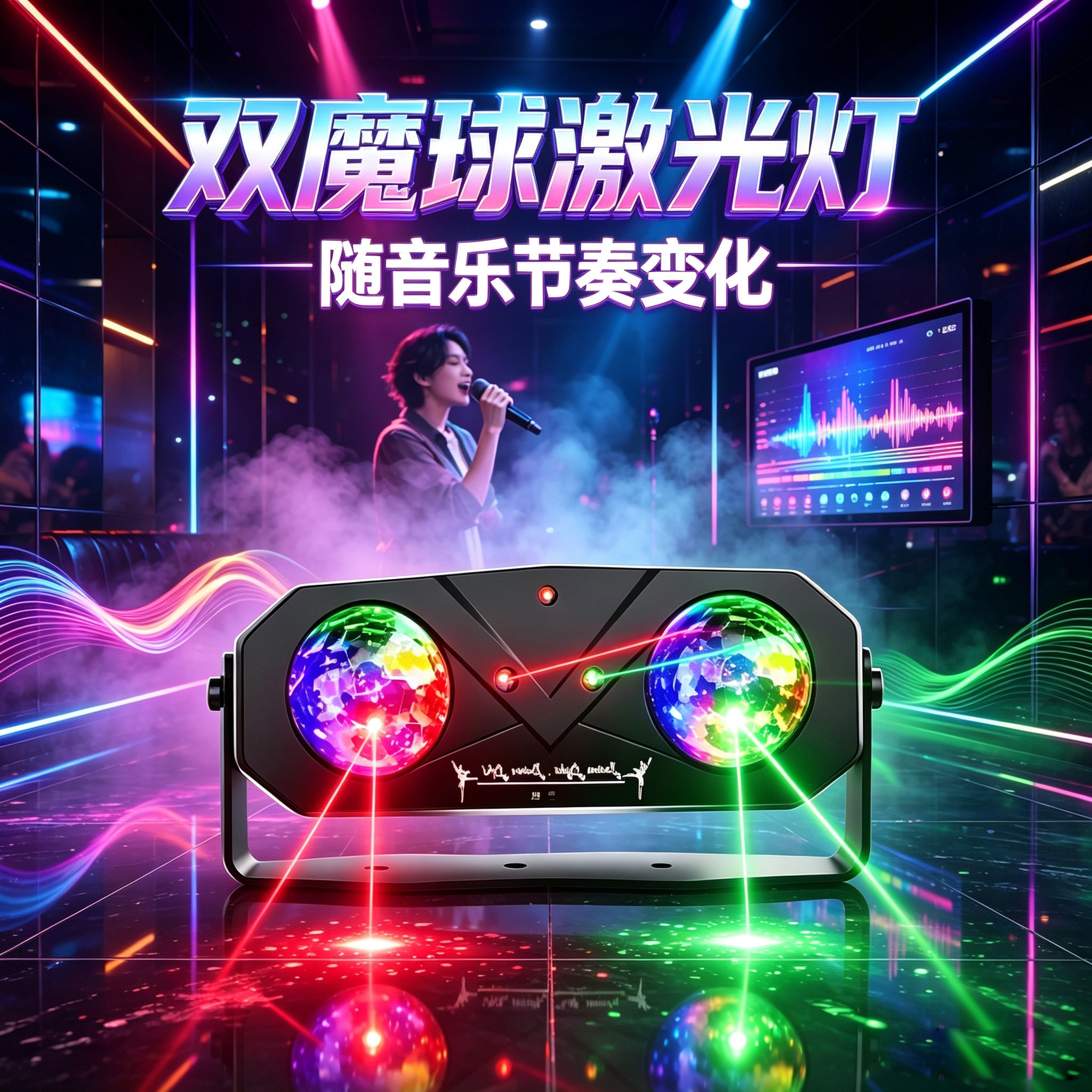 家用ktv氛围灯声控激光灯随音乐节奏气氛灯旋转镭射灯舞台灯光