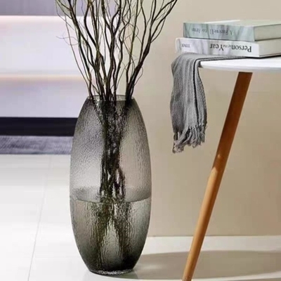 轻奢大号玻璃花瓶水养富贵竹龙柳马醉木菩提花瓶客厅插花落地装饰