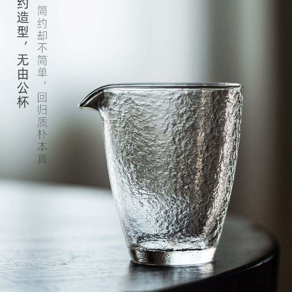 日式耐热玻璃公道杯锤纹加厚分茶器日式鹰嘴手工大号功夫茶具器