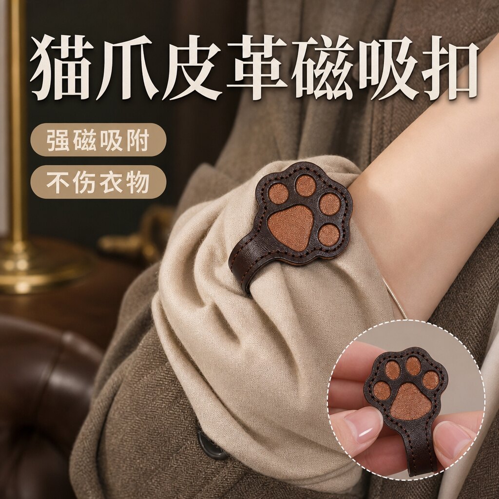 猫爪磁吸袖口衬衫免缝挽