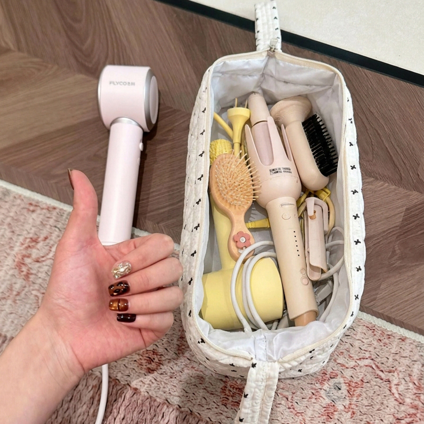 蝴蝶结吹风机收纳包女卷