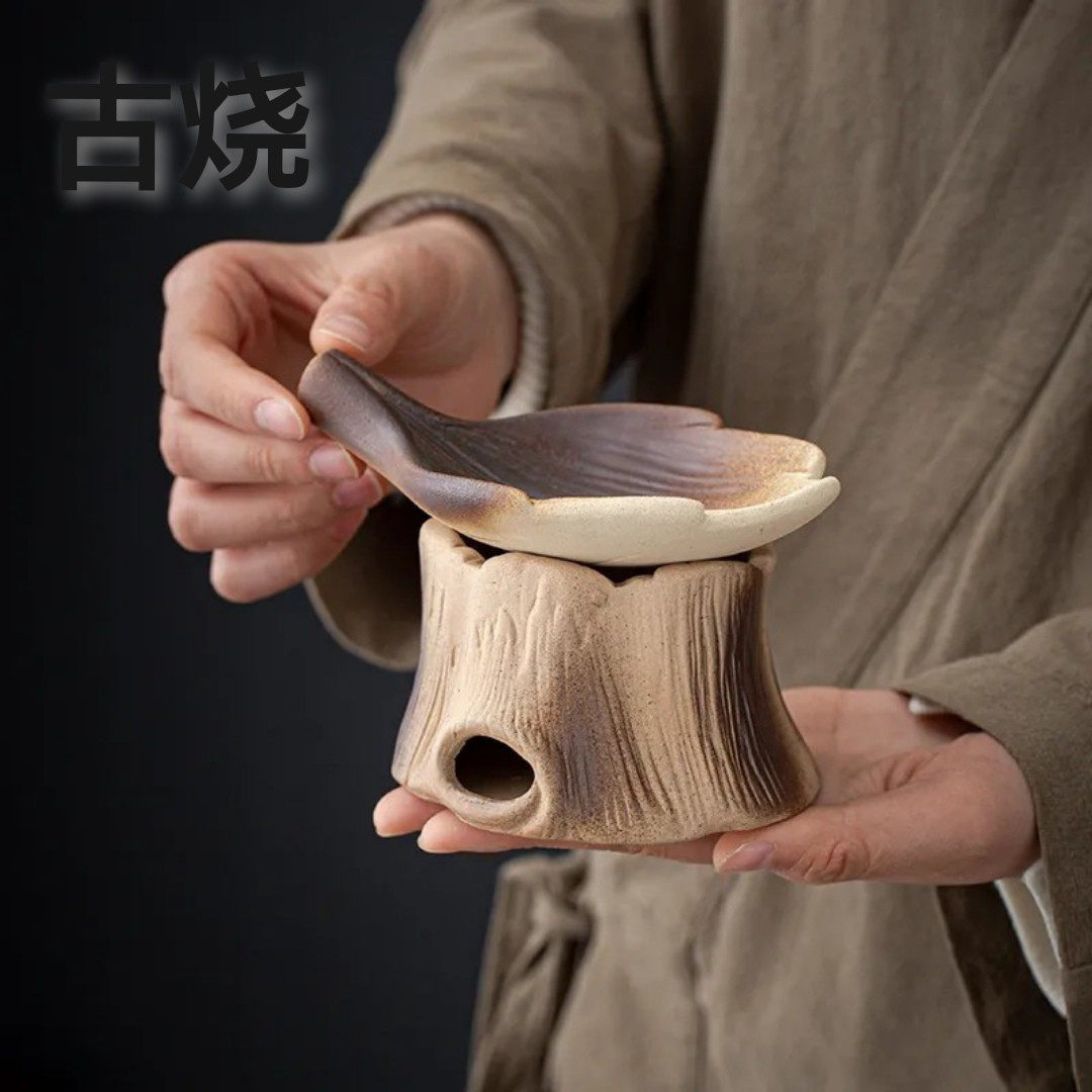 南山古烧粗陶日式焙茶炉茶叶提香器蜡烛加热烤茶醒茶烤茶炉