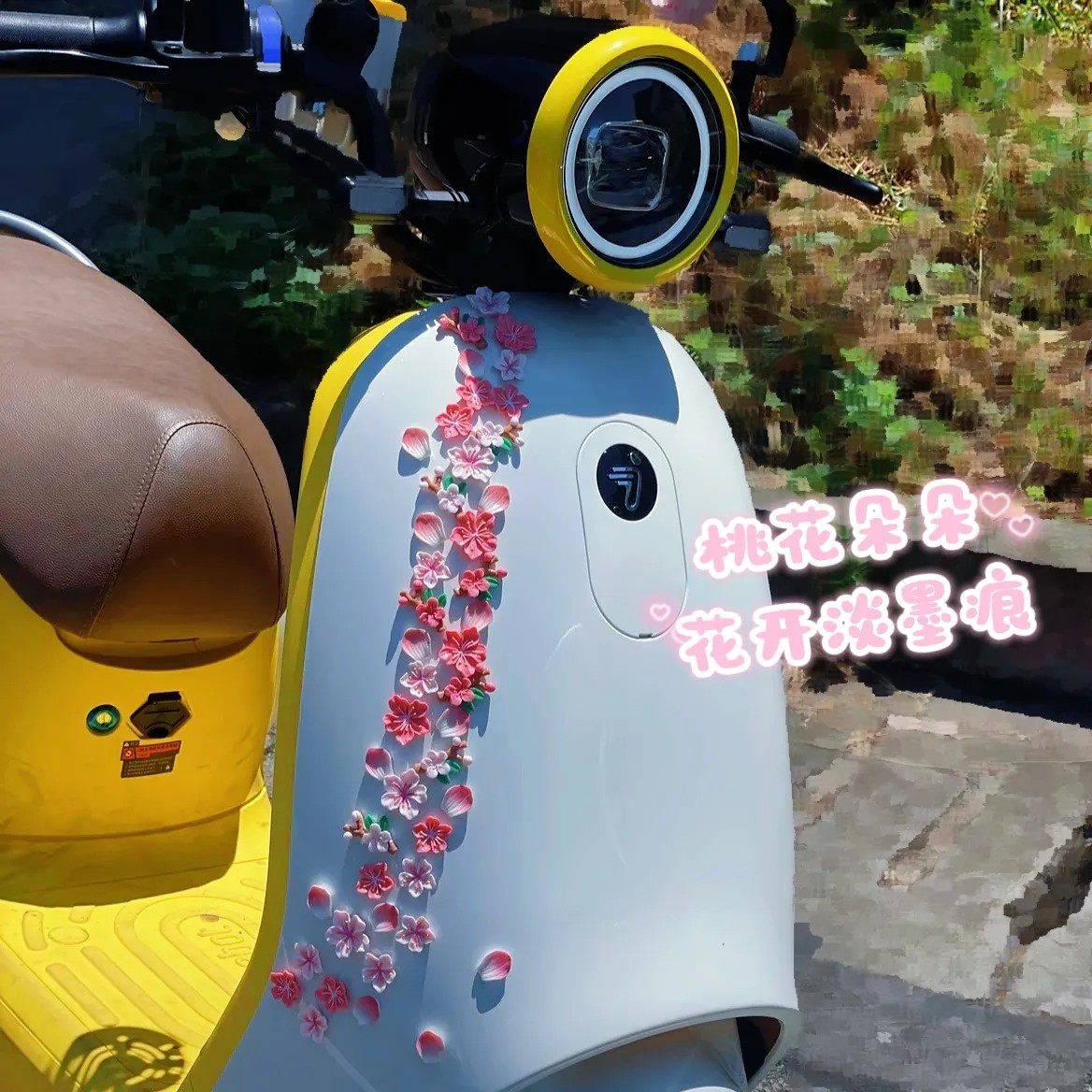 森系桃花车饰品摆件花朵3