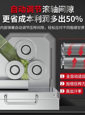 厨掌柜商厨商用榨汁机甘蔗机全自动不锈钢多功能摆摊新款榨甘蔗机
