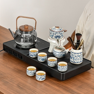 懒人茶具套装家用一体全自动小型茶壶轻奢高档泡茶台茶盘电陶炉煮