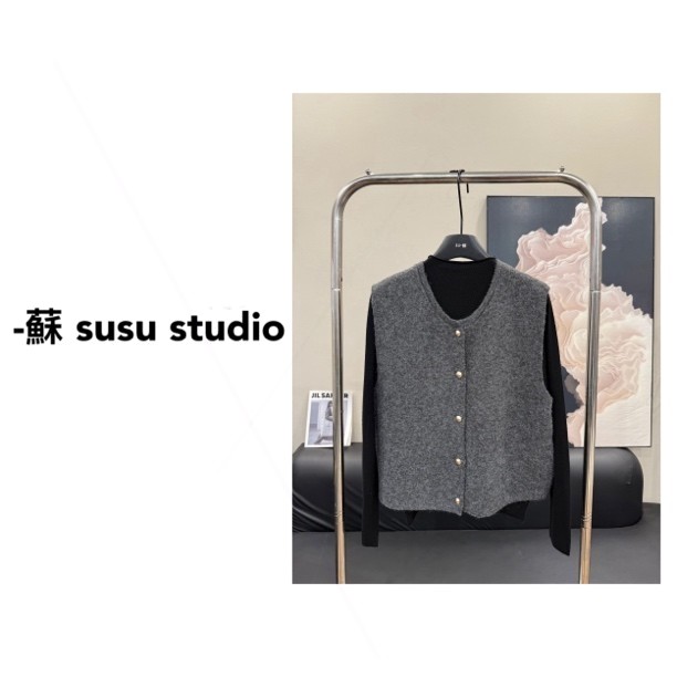 上工作室原创Hb080韩系针织马甲+