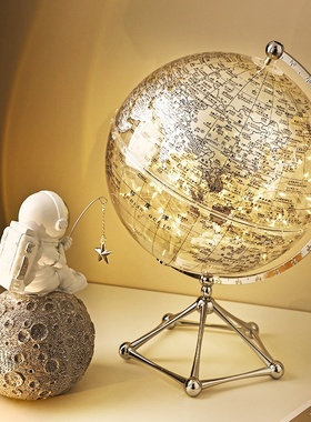 贝汉美创意透明地球仪摆件轻奢家居客厅电视柜酒柜桌面装饰品