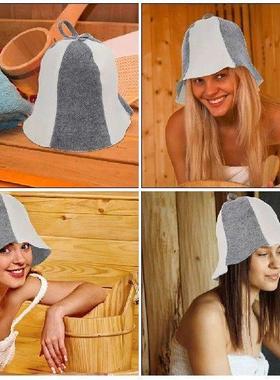 3 Pcs Felt Sauna Hat Gray White 6 Panel Bathing Shower Cap