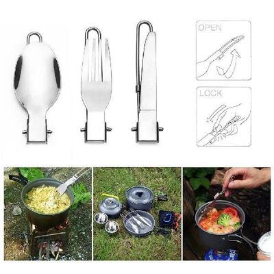 Outdoor Camping Picnic Cooking Set Stainless Steel Folding
