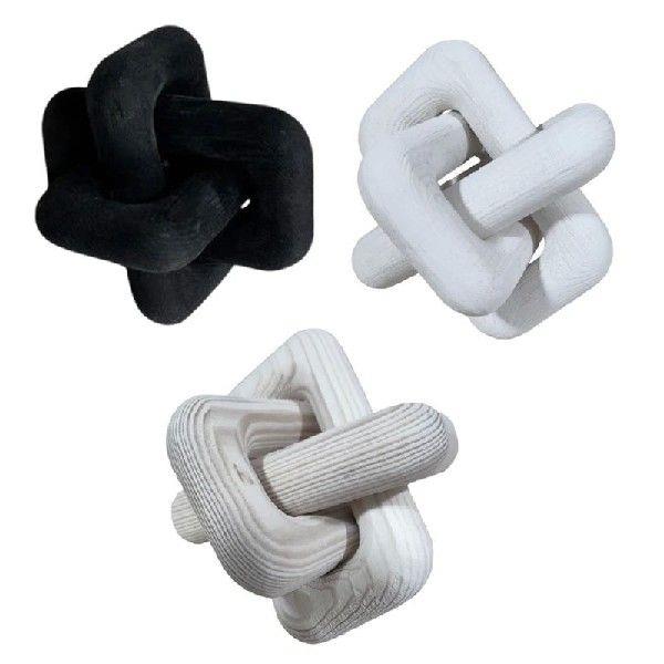 LUDA Boho Style Wooden Chain Link Ball Ornaments Hand