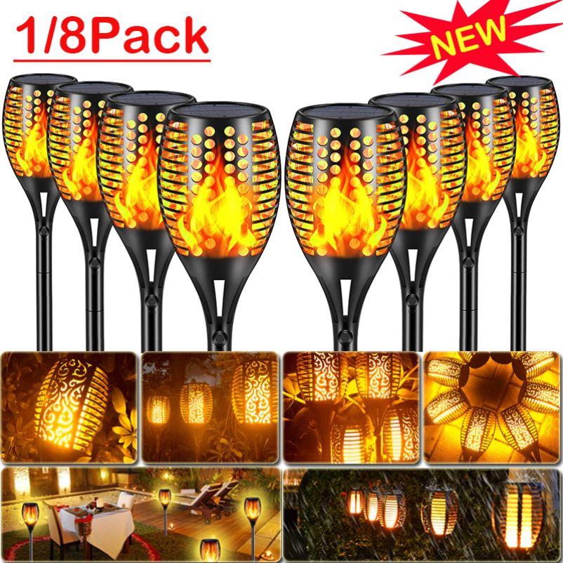 96LED Solar LED Flame Torch Light Outdoor pack Waterproof De