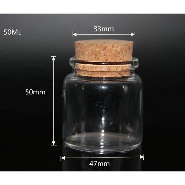 24PCS 47*50mm 50ml Glass Bottles Vials Glass Jars With Lid