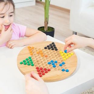 Checkers Hexagonal Board Wood Che Game Chinese
