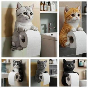Toilet Roll Paper Resin Wall Holder Cat