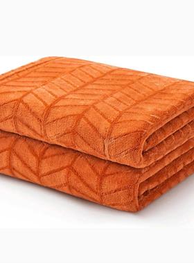 Soft Brushed Flannel Throw Blanket Burnt Orange Fleece Blank