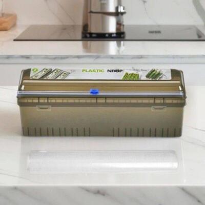 Cling Film Dispenser with Cutter Plastic Wrap Organizer