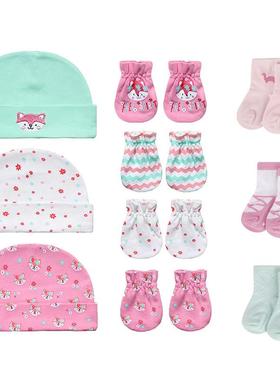 Baby Hat and Mittens Girl Boy Cap Socks Comfy Infant Hat &