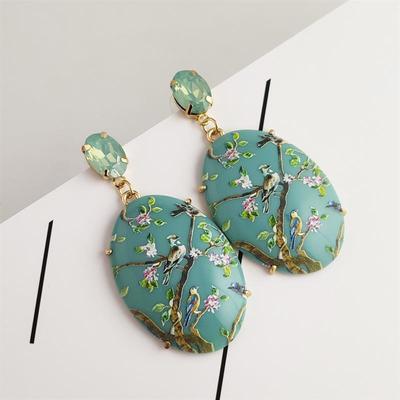 Cross Border Women Resin Exaggerated Print Earring Jewelry