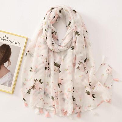 Cotton Scarf Women Large Shawls Echarpe Print Tassel Scarve