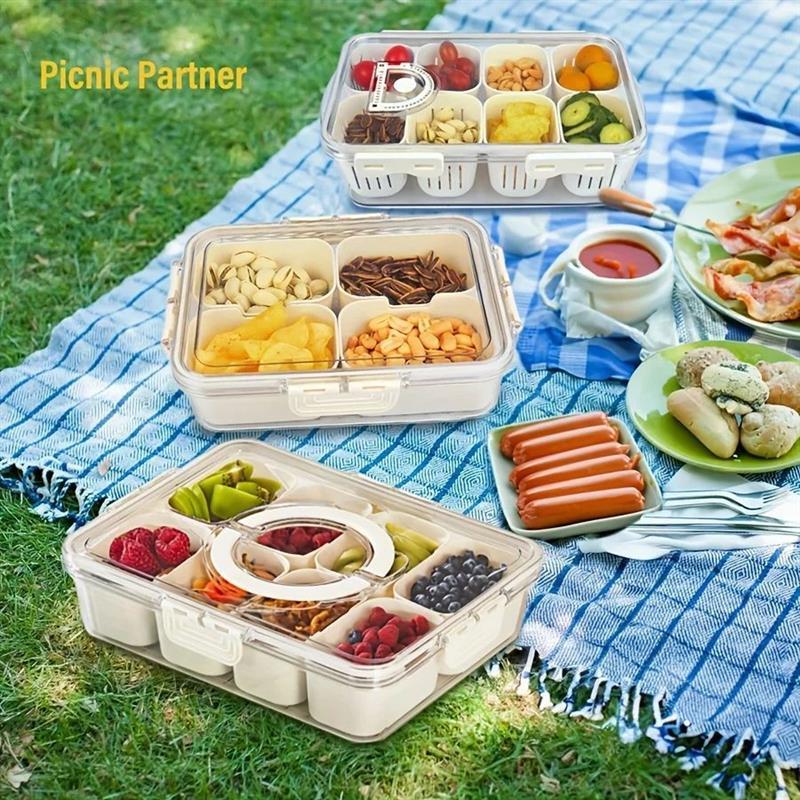 4Grid /8 Grid Snack Box Container, Portable Travel Charcuter