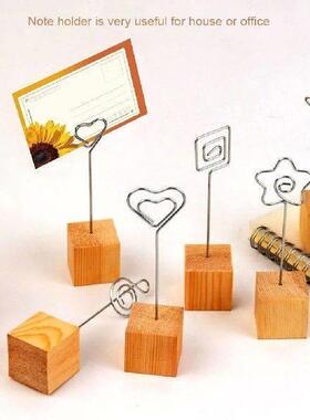 Cute Design Clamps Stand Round Wooden Holder Place Card