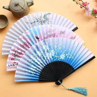 Fan Retro Chinese Vintage Bamboo Folding Japanese Hand Silk