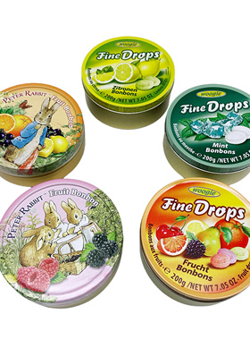 德国进口Woogie糖果彼得兔水果糖铁盒薄荷糖硬糖礼盒装零食高颜值