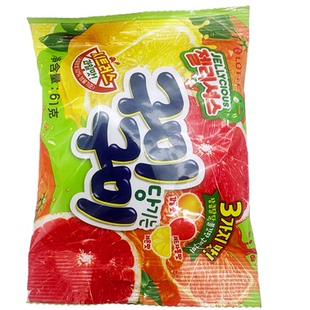 韩国进口LOTTE乐天混合水果软糖柑果果汁QQ糖橡皮糖儿童零食61g