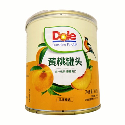 DOLE都乐糖水型精选黄桃罐头312水果罐头零食即食甜品下午茶解馋