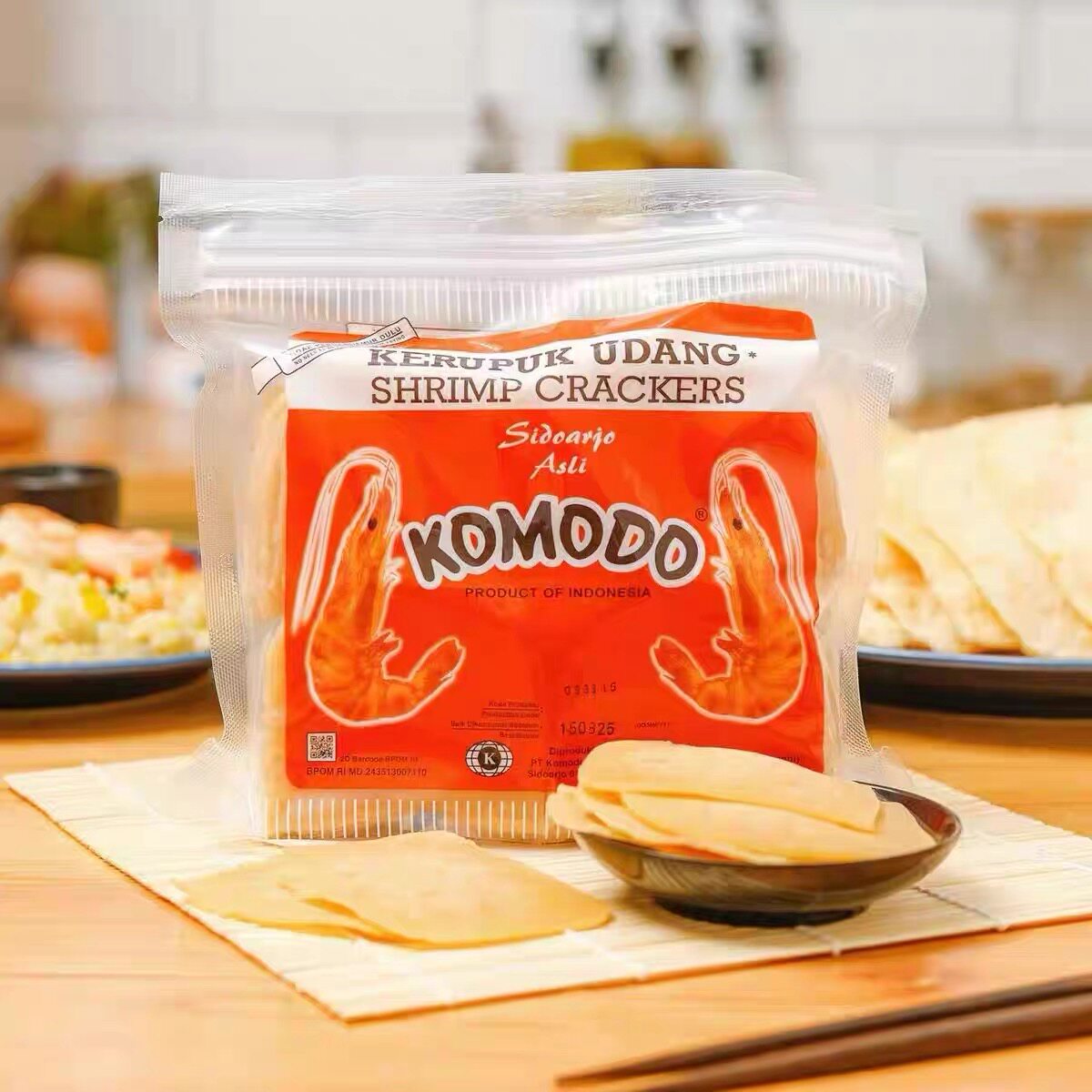 临期特价印尼进口科摩多komodo虾片250g虾饼干脆片自炸东南亚零食