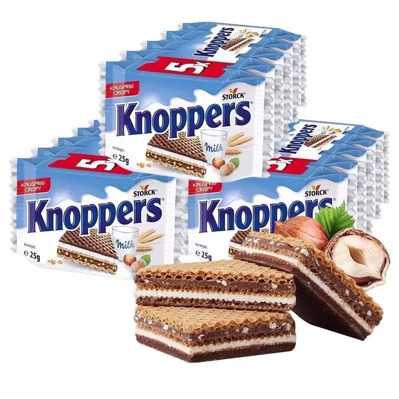 临期特价德国进口优力享knoppers牛奶榛子巧克力威化饼干儿童零食