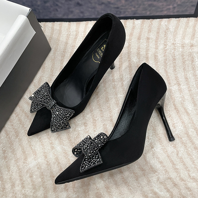 苏妃妃黑色优雅小个子配裙子高跟鞋女细跟气质不累脚御姐风绝美