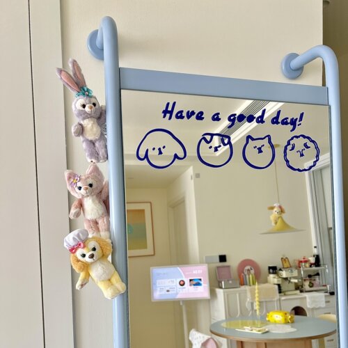 卡通治愈系动物笑脸装饰墙贴have a good day浴室可爱玻璃镜子贴