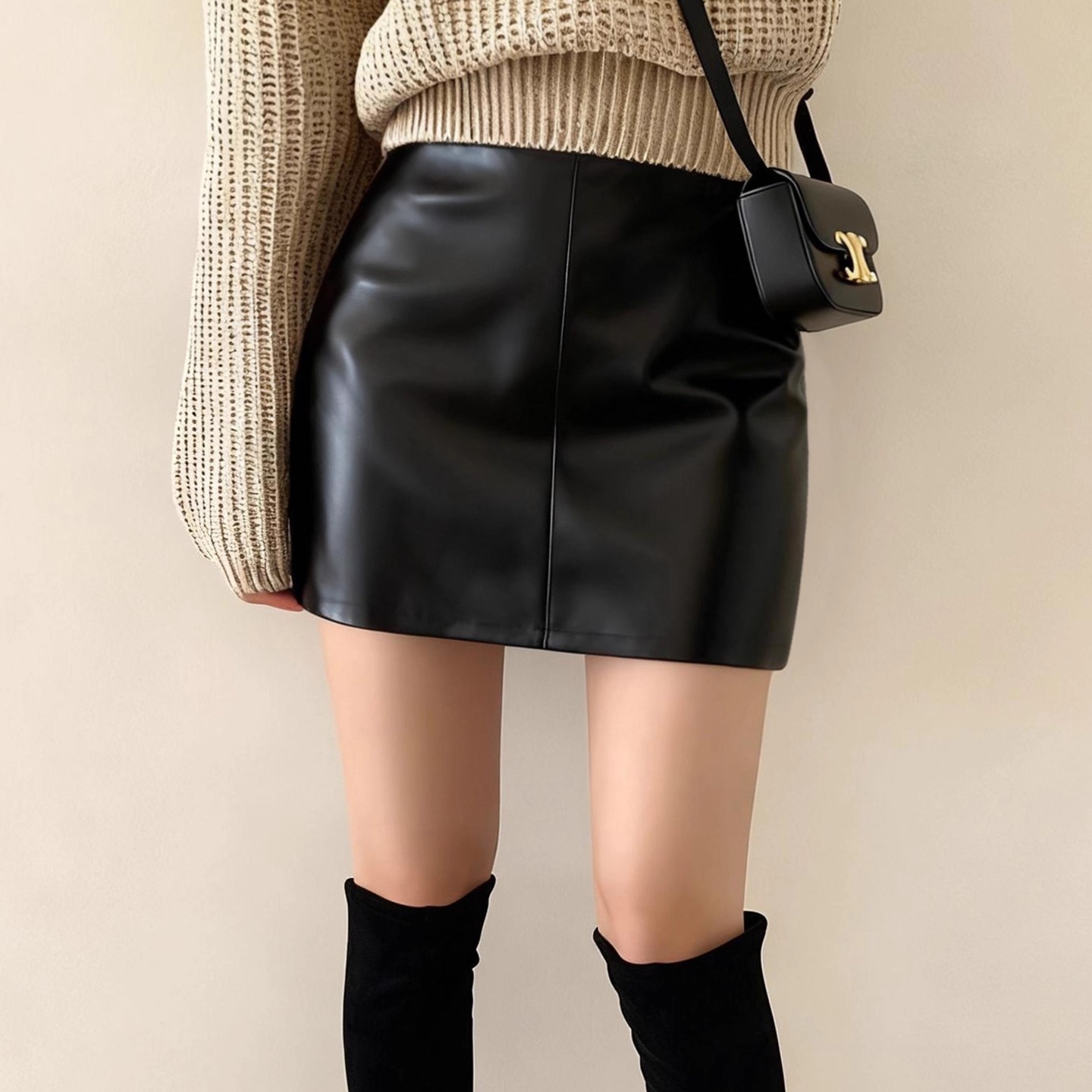 黑色小皮裙女2025秋冬新款修身包臀显瘦半身裙韩版百搭pu皮短裙子
