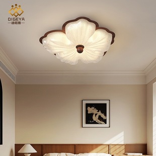 迪格雅原木风日式温馨浪漫花朵吸顶灯普瑞全光谱护眼儿童房卧室灯