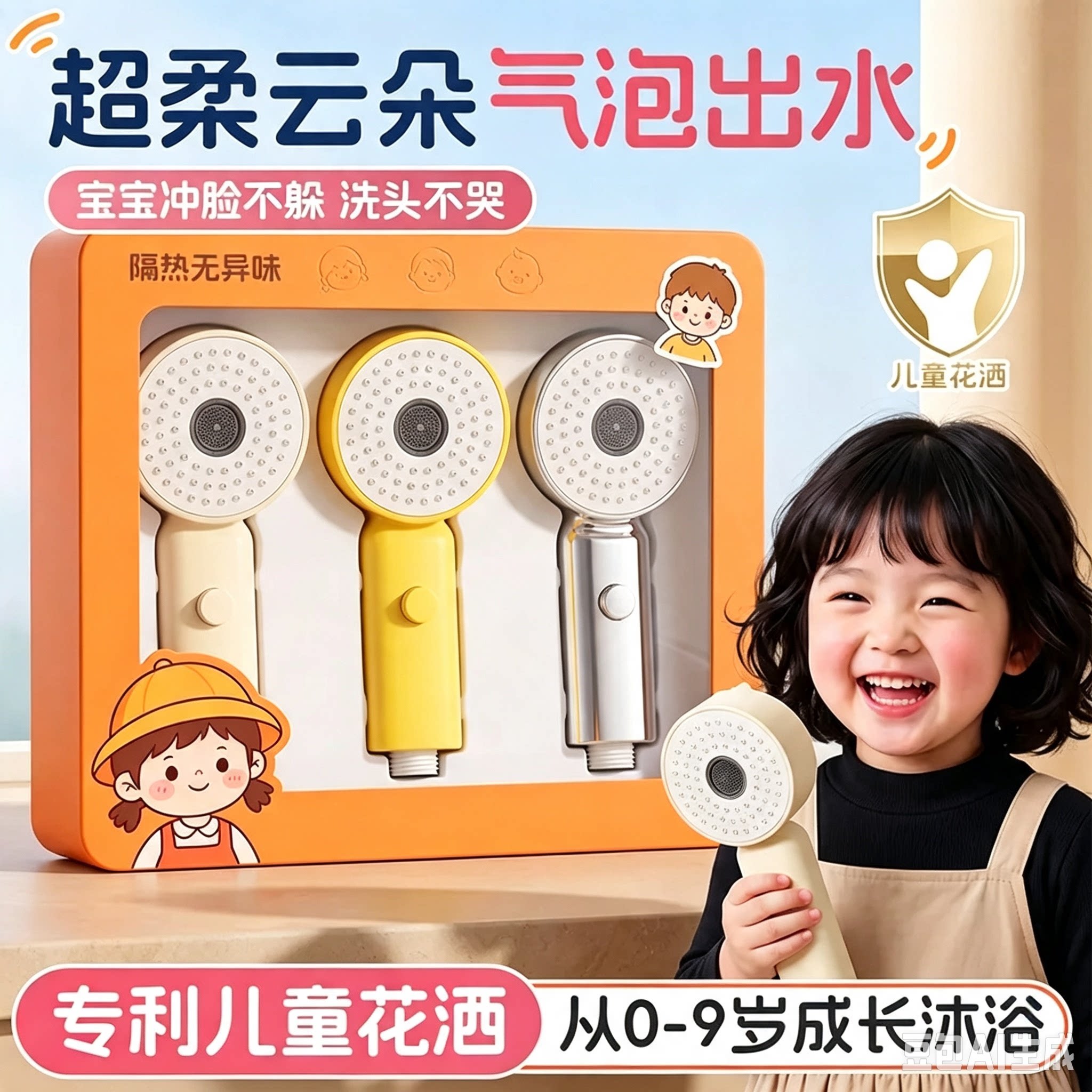 婴儿专用柔和云感出水花洒喷头