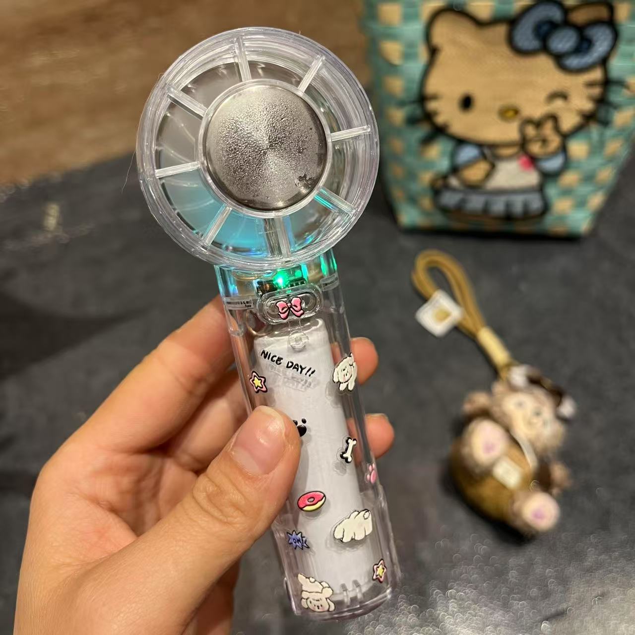 透明制冷风扇便携手持迷你电扇挂件夏日清凉降温神器桌面静音风扇