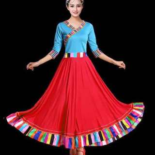 广场舞服装新款套装藏族舞蹈演出服装女成人民族风长裙分体两件套
