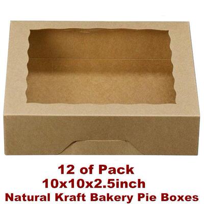 Bakery Pie Boxes with Window Large Cookie box Natural Kraft