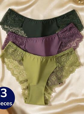 TrowBridge 3PCS/Set Sweet Women's Panties Silk Satin Underwe
