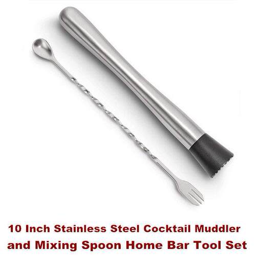Cocktail Muddler and Mixing Spoon Home Bar Tool Set Mojitos