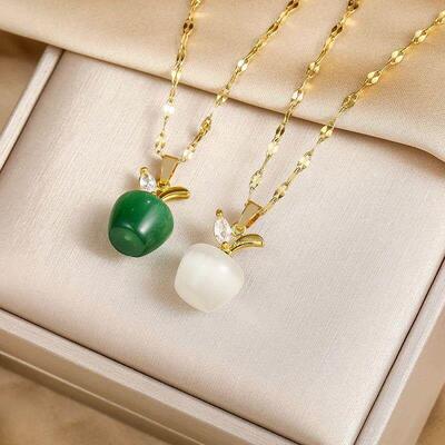 Design Sense Green White Apple Pendant Stainless Steel