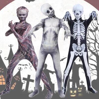 Halloween costume parody skeleton jumpsuit万圣节骷髅连体衣服
