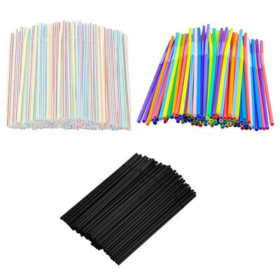 100-1500PCS Colorful&Black Flexible Plastic Drinking Straws