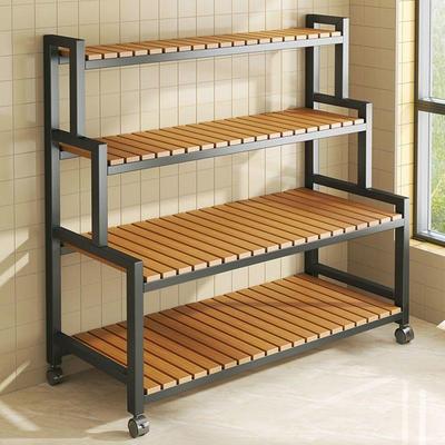 Mobile minimalist storage rack with floor to floor stepped d
