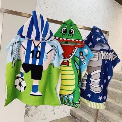 Baby Poncho Towel Hooded Surf Pool Towel Cartoon Child Bathr