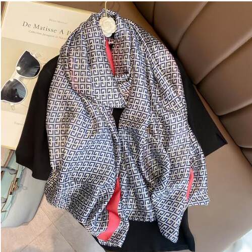 Summer Female Beach Flower Headband Muffler Women Silk Scarf